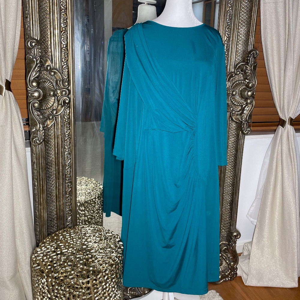 Spense Woman Teal Draped Dress Size 18W Plus Worn Once